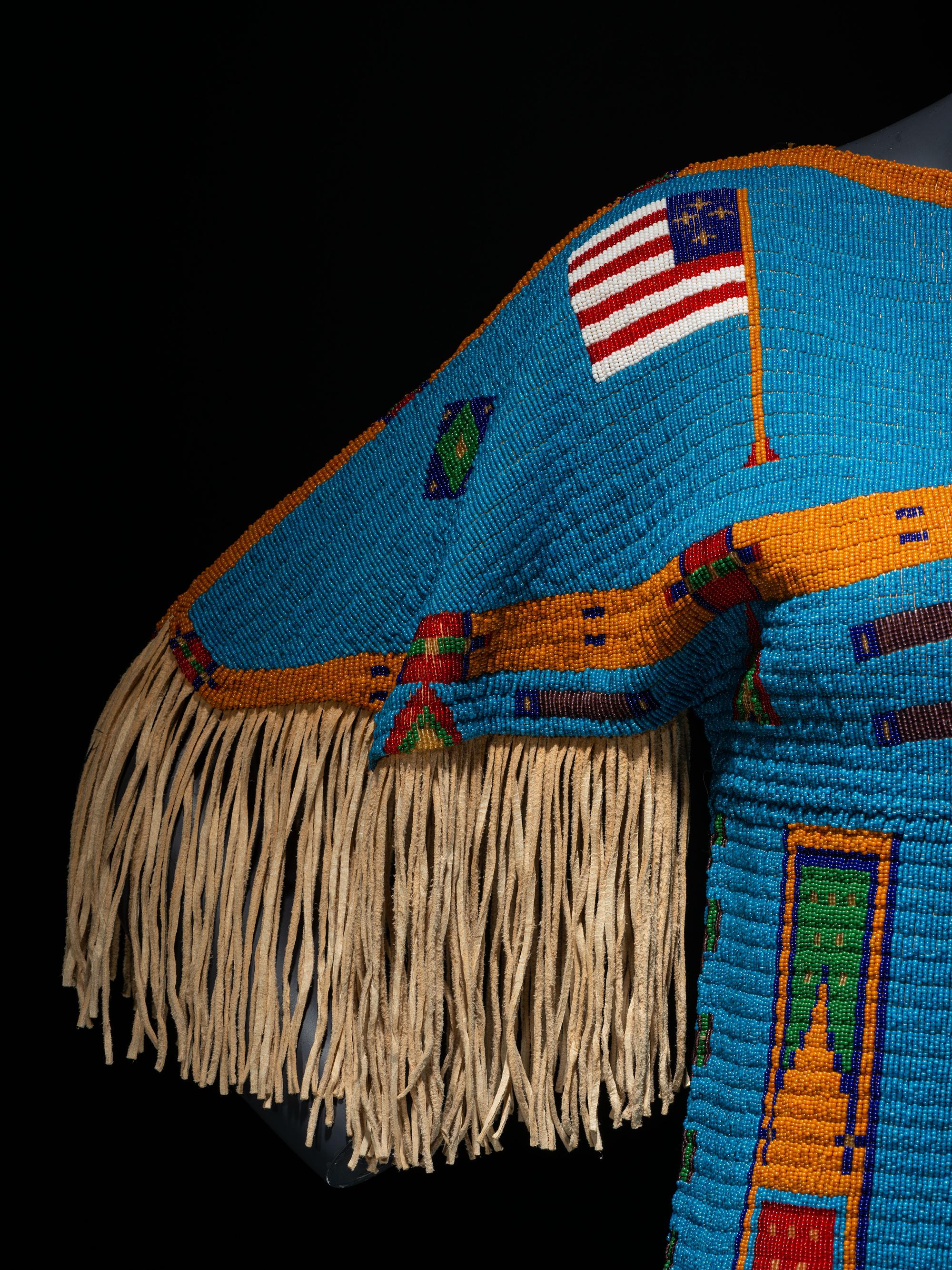 Beaded Dress and Boot Moccasins, with American Flags
