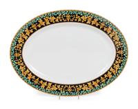 A Versace Gold Ivy Porcelain Coffee Pot and Oval Platter