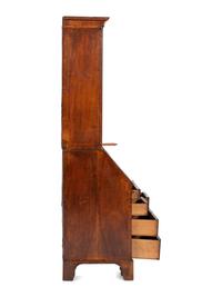 A George II Burl Walnut Slant Front Secretary Bookcase