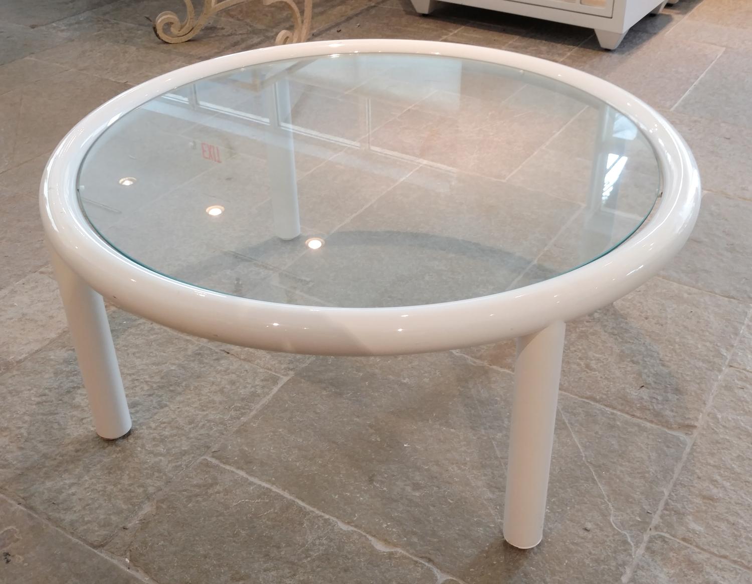 A White Metal Circular Coffee Table