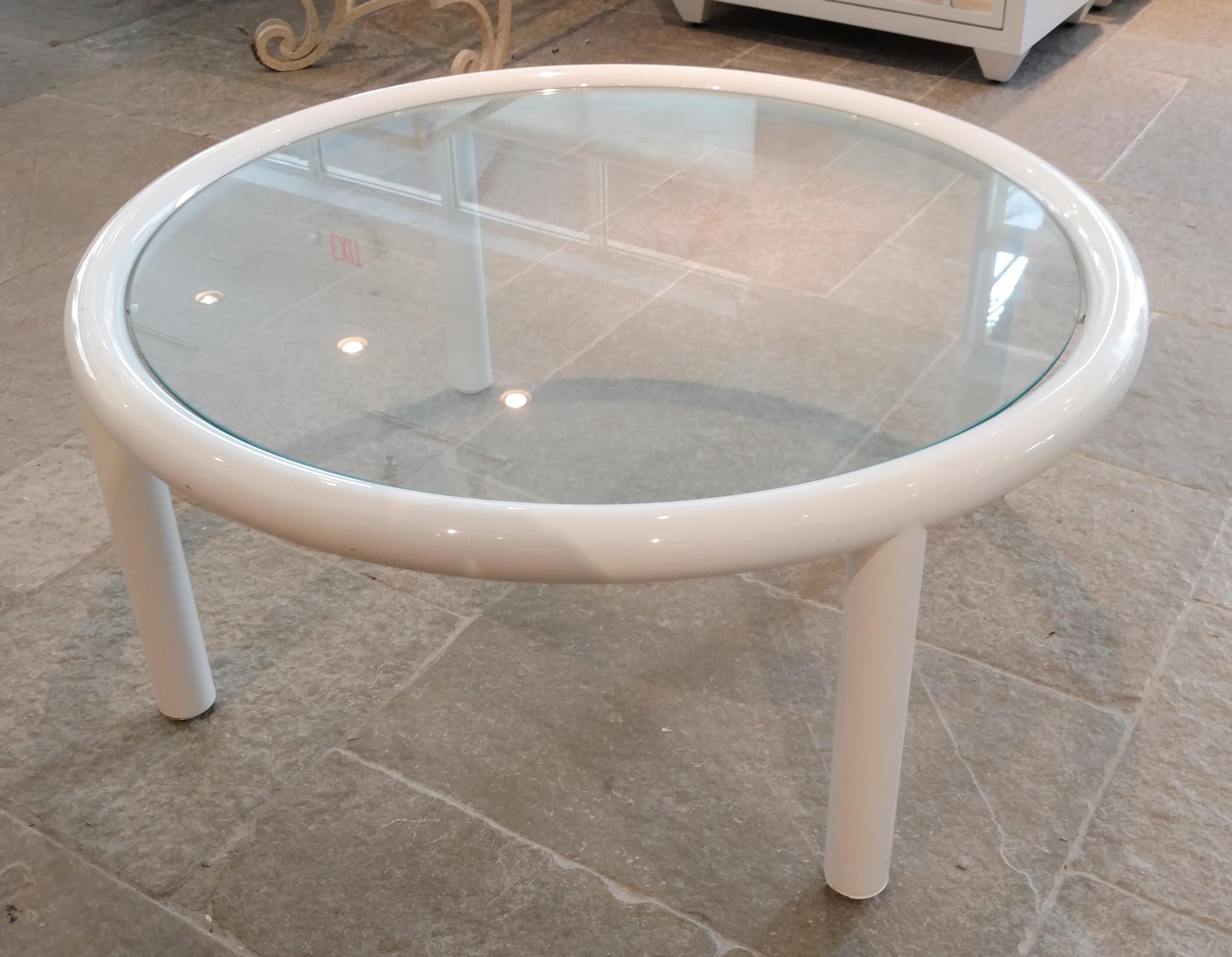 A White Metal Circular Coffee Table