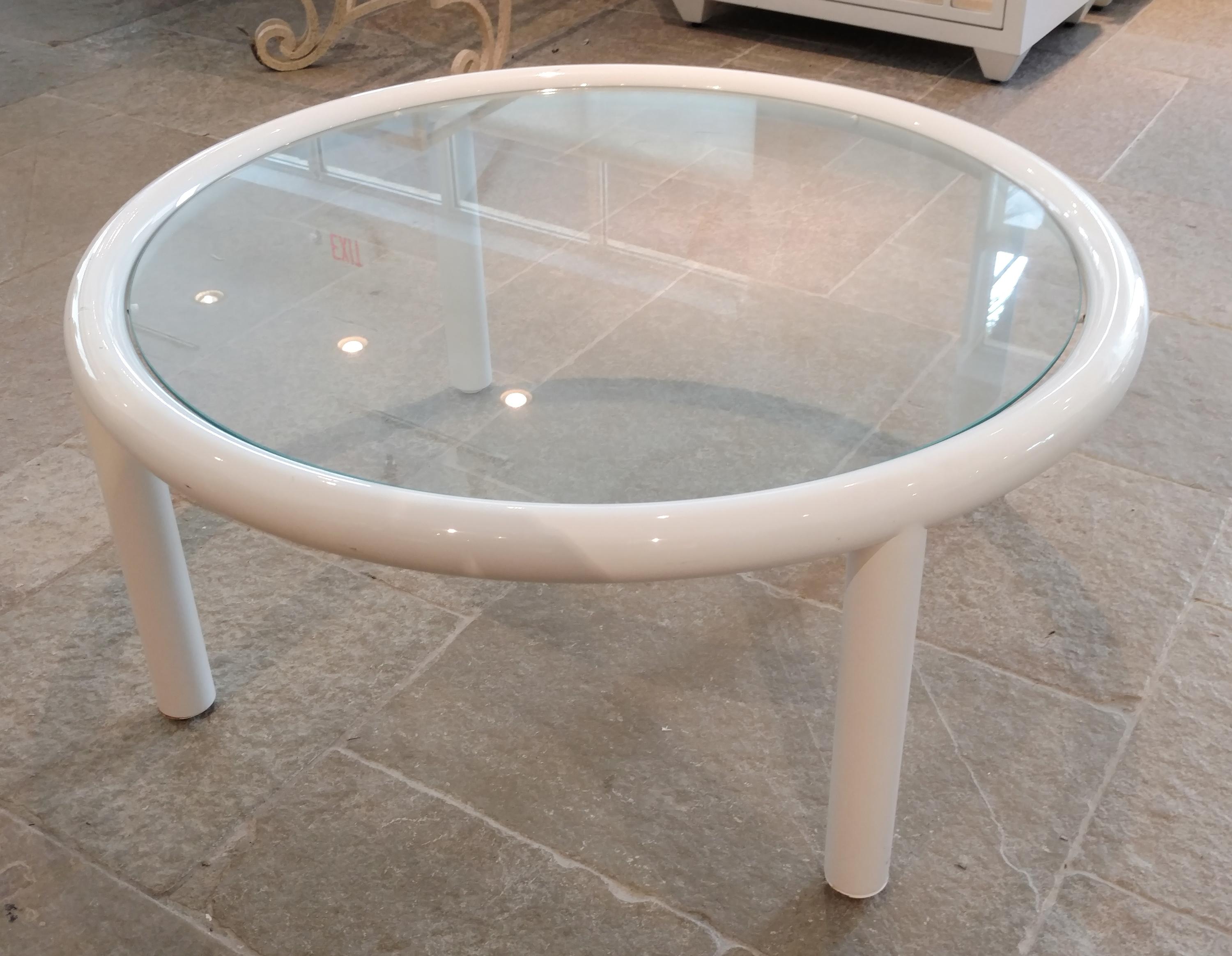 A White Metal Circular Coffee Table
