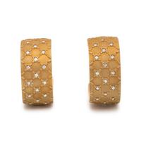 ESCADA, YELLOW GOLD AND DIAMOND HOOP EARRINGS