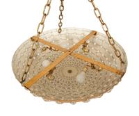 A Large French Gilt Metal and Cut Glass Bowl-Form Light Fixture