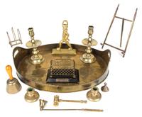 An Assembled Collection of Brass Articles Length of first 21 inches.
