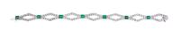 A Platinum, Diamond and Emerald Bracelet, 16.60 dwts.