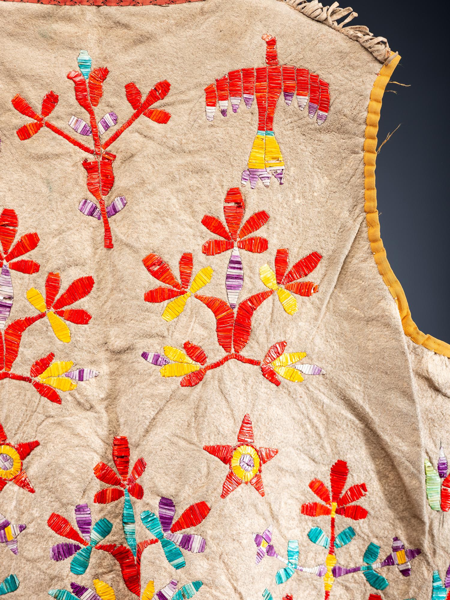 Sioux Quilled Hide Vest, with Thunderbirds and Flowers