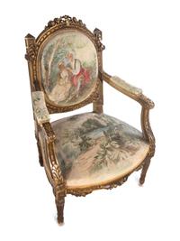 A Louis XVI Style Giltwood Seven-Piece Salon Suite