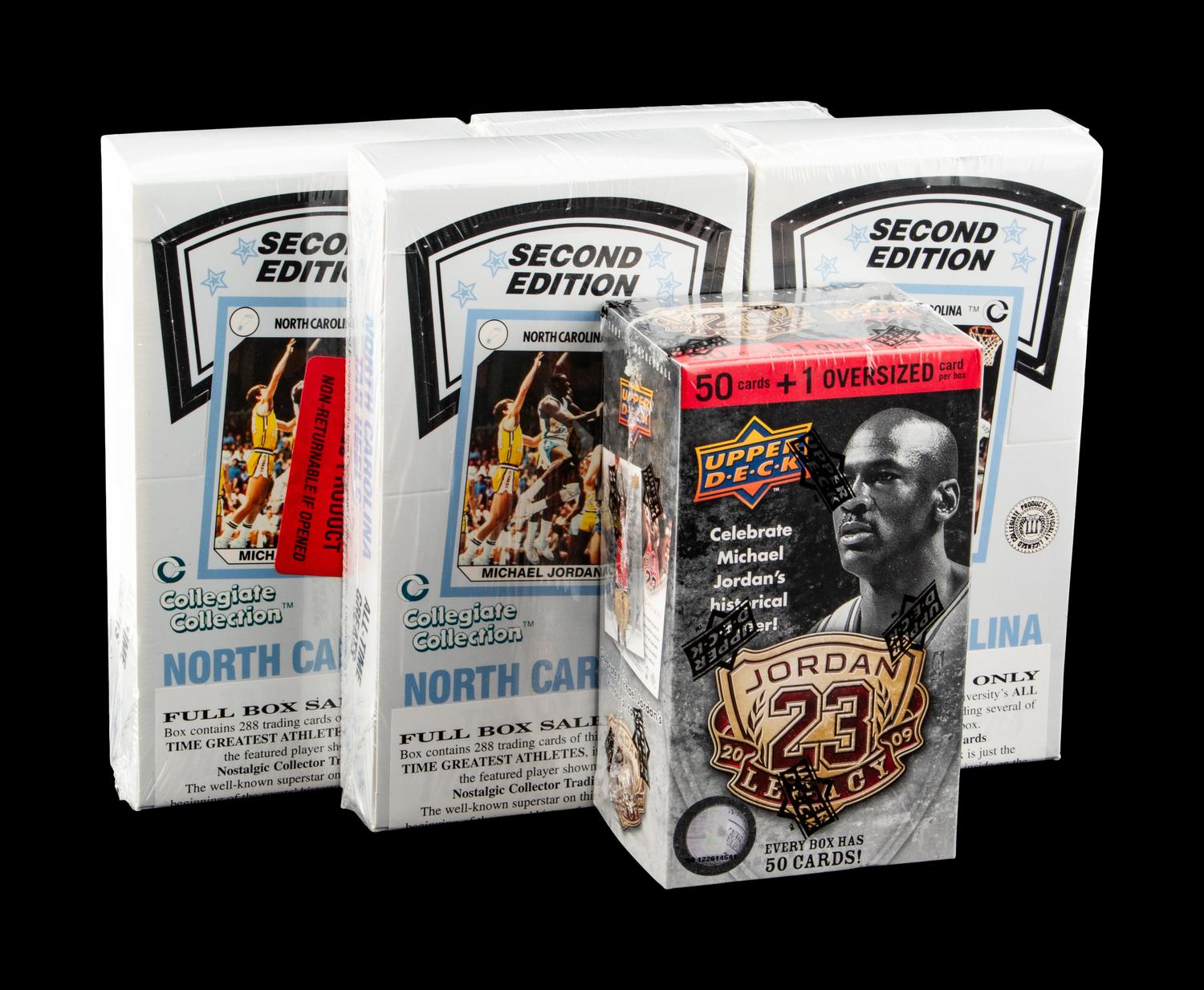 A Collection of Unopened Michael Jordan Upper Deck & North Carolina Basketball Card Boxes