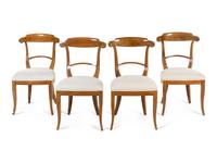 A Set of Four Biedermeier Fruitwood Dining Chairs