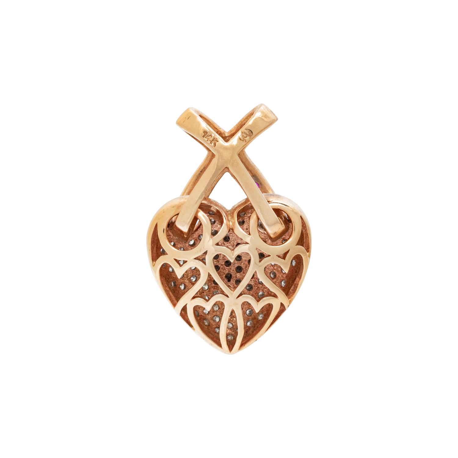 DIAMOND, RUBY, AND YELLOW GOLD PENDANT NECKLACE
