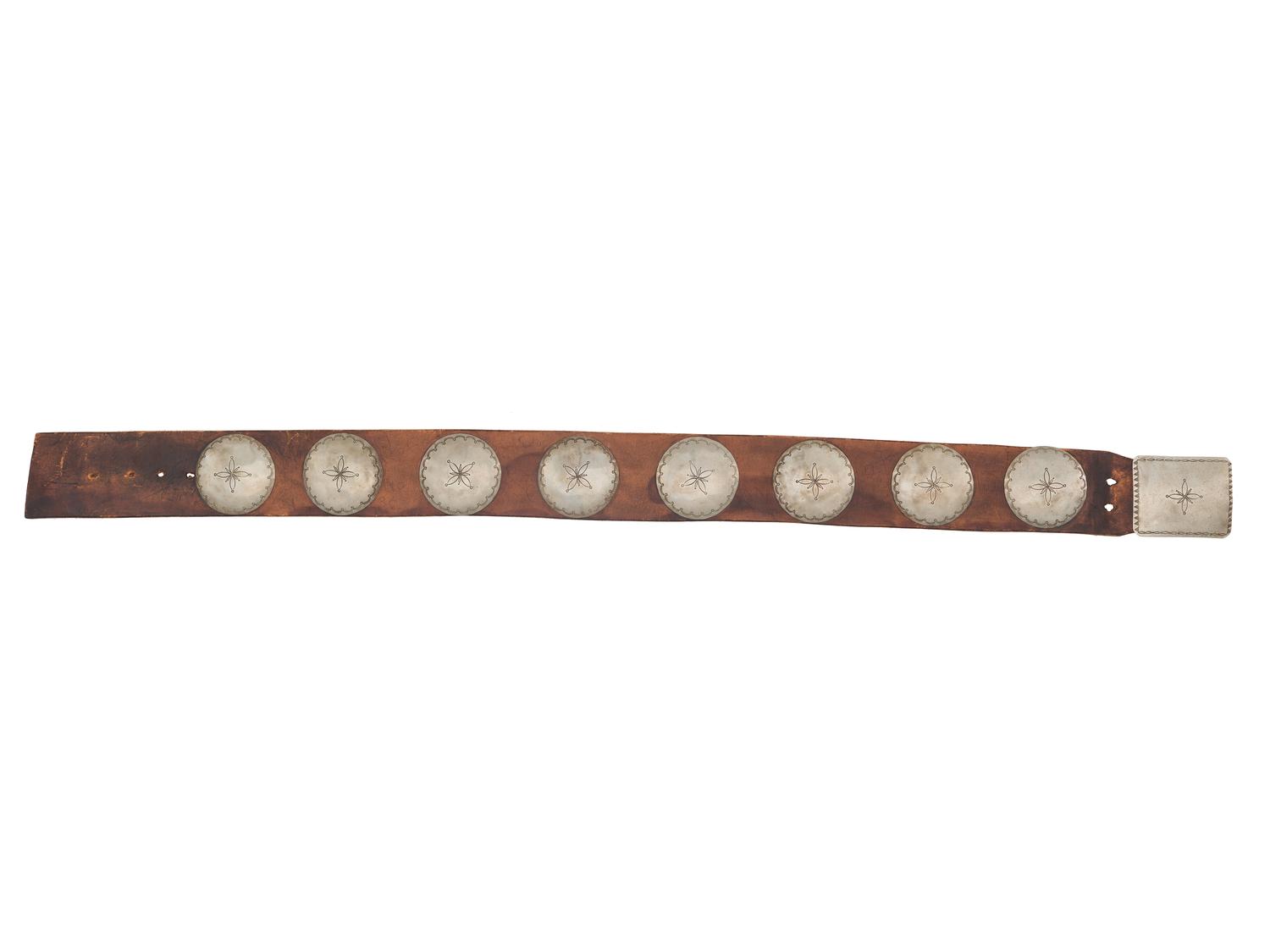 Southern Plains German Silver Concha Belt, with Rocker Engraved Decorations