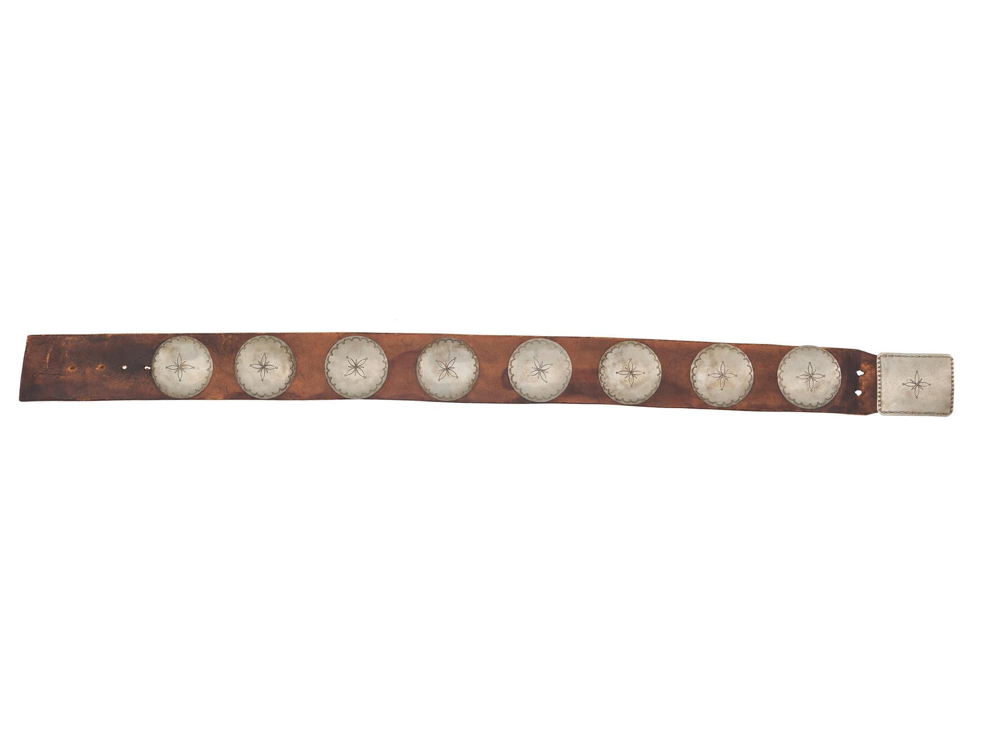 Southern Plains German Silver Concha Belt, with Rocker Engraved Decorations