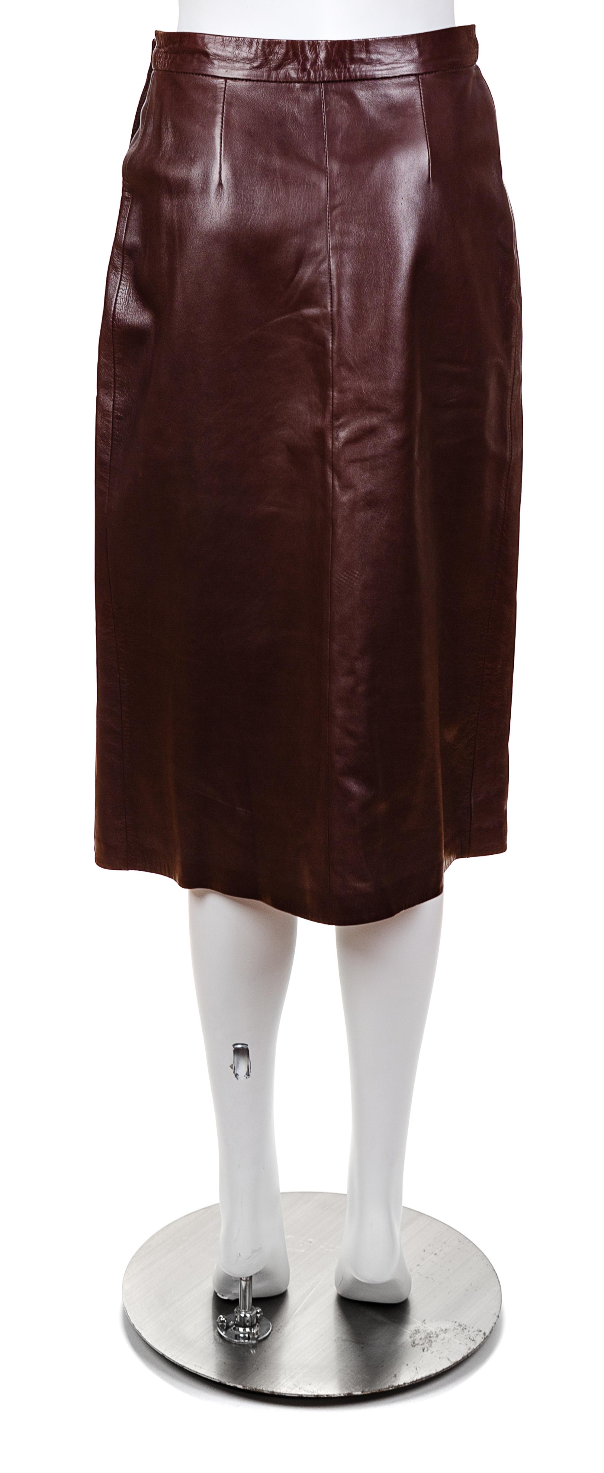 An Hermès Brown Sheepskin Wrap Skirt, Size 40.