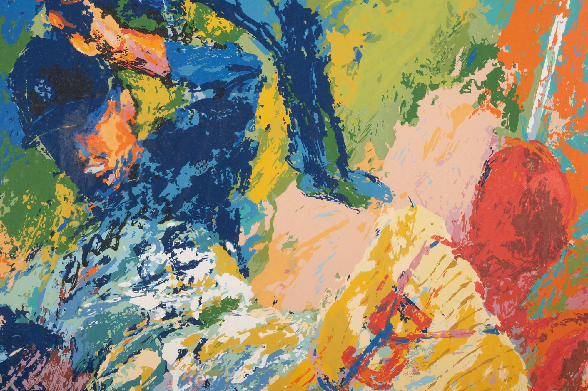 A LeRoy Neiman Jackie Robinson Sliding Home Signed and Numbered Serigraph,