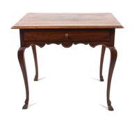 Two Queen Anne Style Mahogany Side Tables Height 27 x width 32 x depth 23 inches.