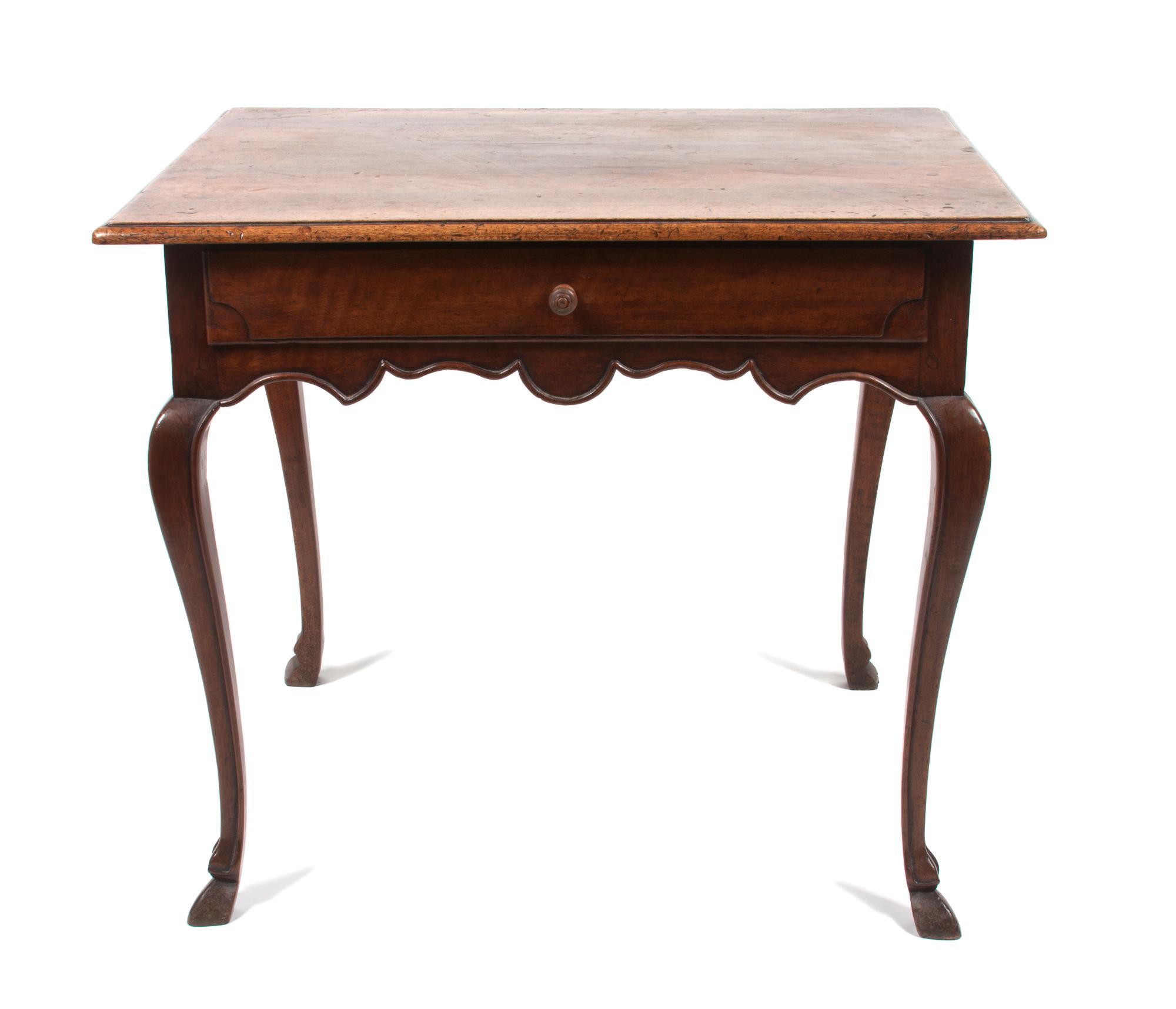 Two Queen Anne Style Mahogany Side Tables Height 27 x width 32 x depth 23 inches.