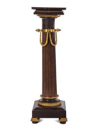 A Continental Gilt Bronze Mounted Walnut Pedestal