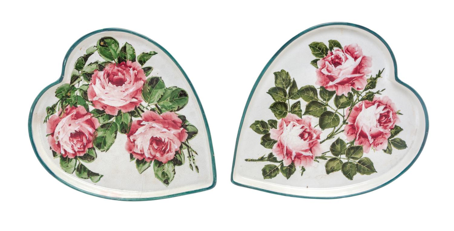 Two Wemyss Heart-Shaped Trays Width approximately 11 3/4 inches. — EARLY 20TH CENTURY