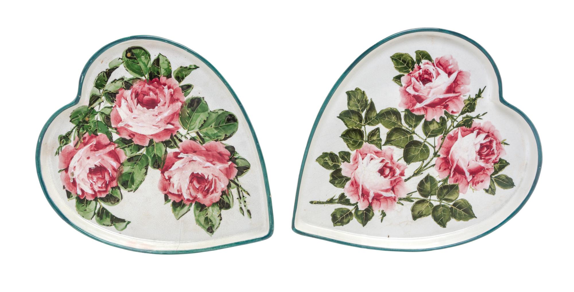 Two Wemyss Heart-Shaped Trays Width approximately 11 3/4 inches. — EARLY 20TH CENTURY