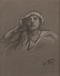 Elihu Vedder (American, 1836–1923) — Study for "Return from Calvary - the Ninth Hour from Crucifixion," c. 1867; together with Sketch of a Boy's Head (Two Works)