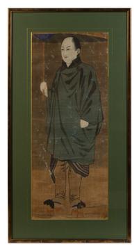 A Set of Six Japanese Paintings on Silk Each 26 1/4 x 10 1/2 inches. — 19TH CENTURY