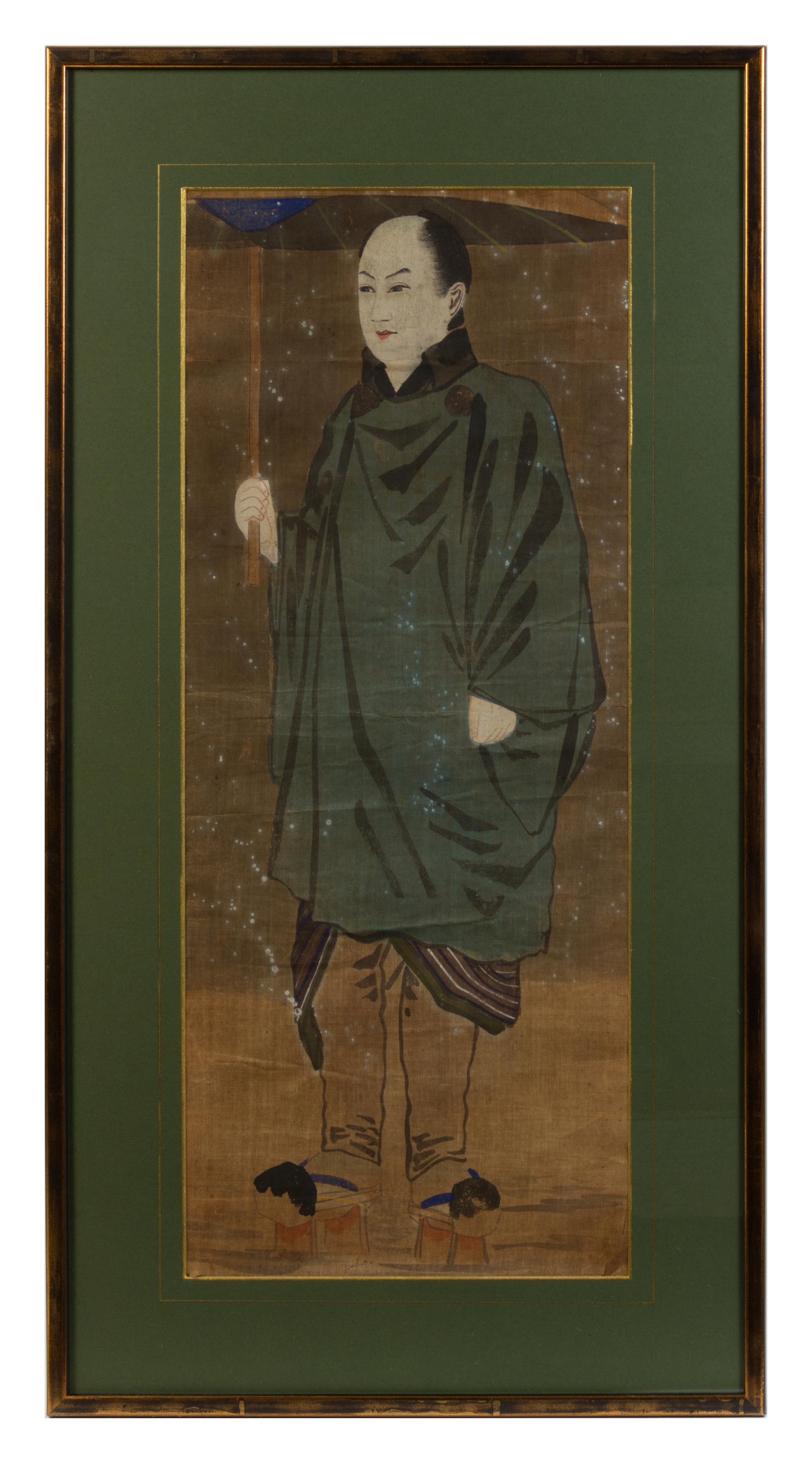 A Set of Six Japanese Paintings on Silk Each 26 1/4 x 10 1/2 inches. — 19TH CENTURY