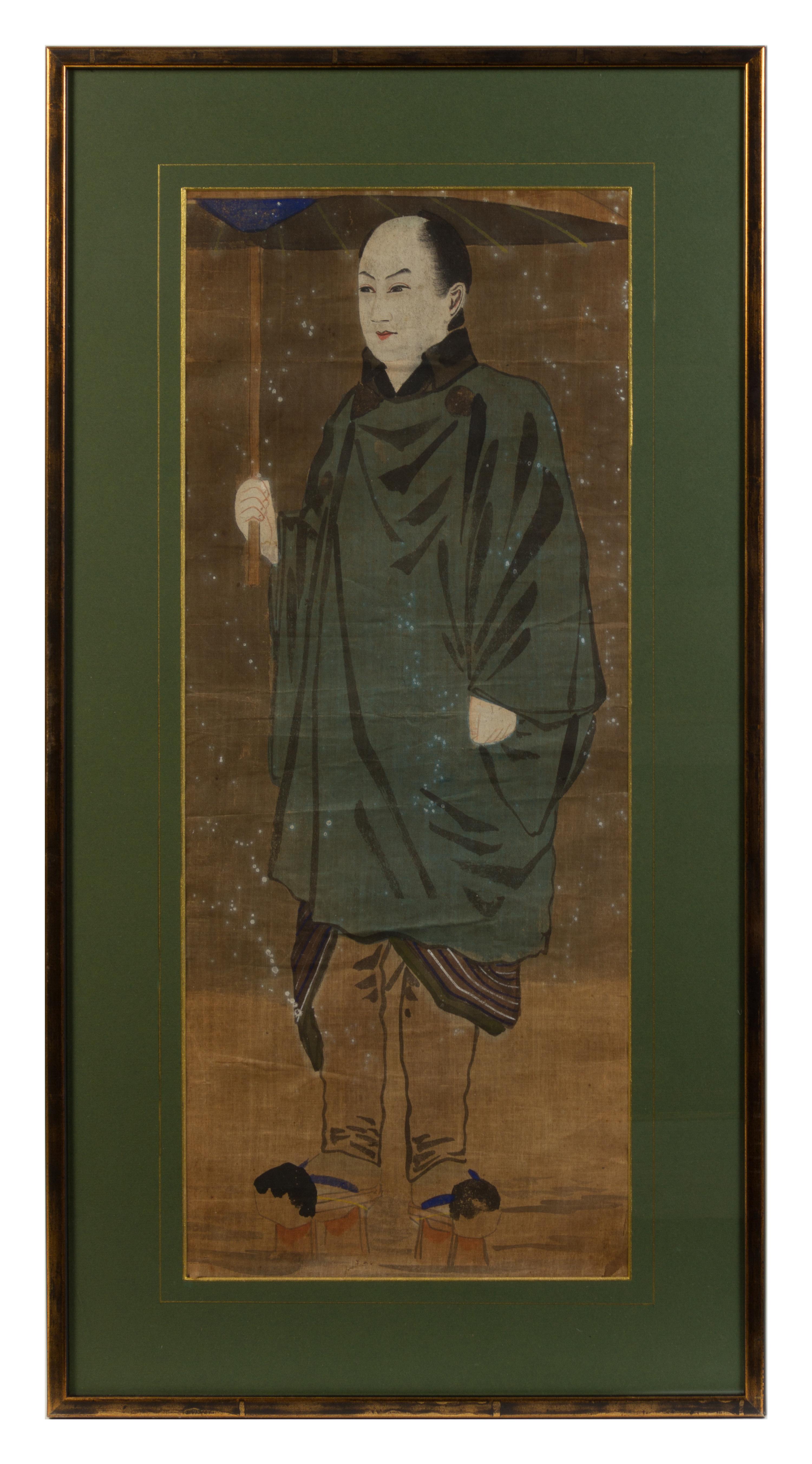 A Set of Six Japanese Paintings on Silk Each 26 1/4 x 10 1/2 inches. — 19TH CENTURY