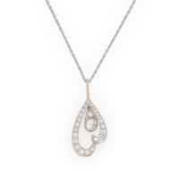 Diamond and White Gold Pendant Necklace