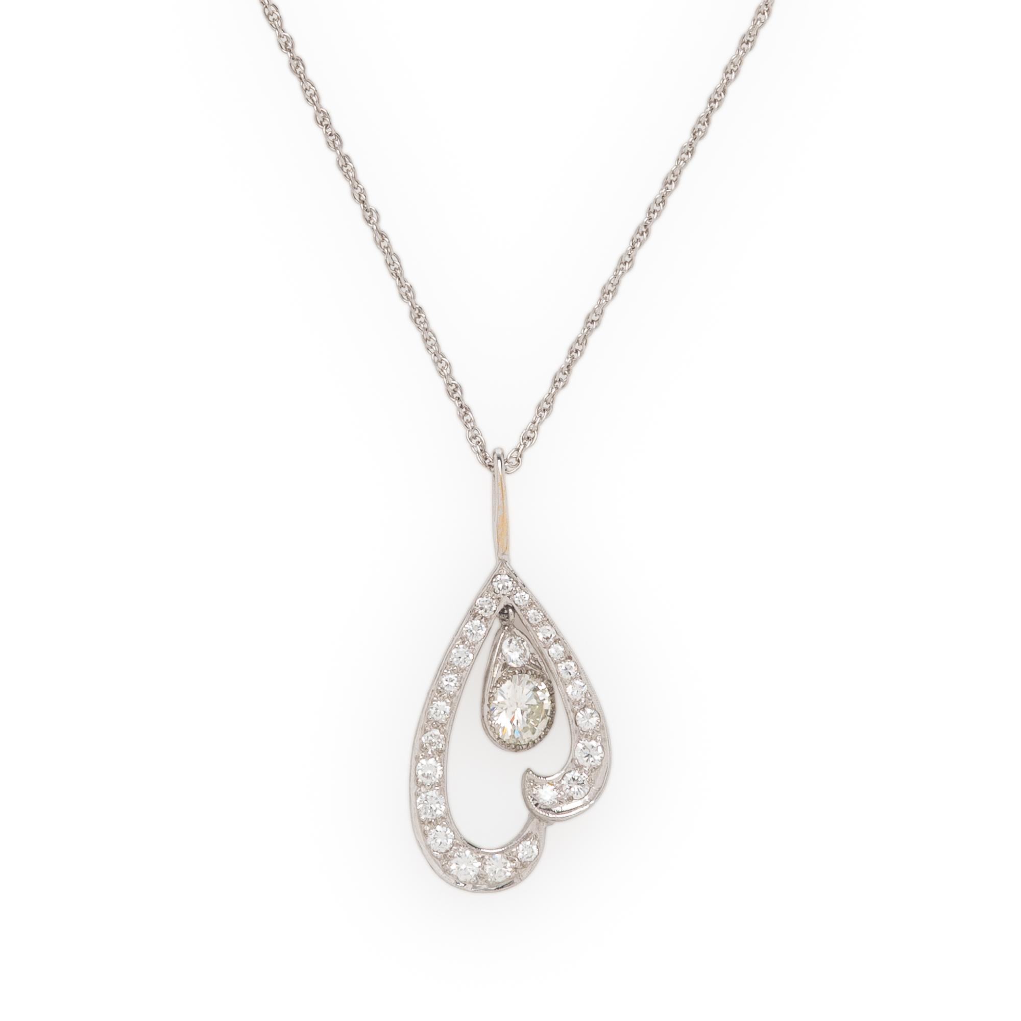 Diamond and White Gold Pendant Necklace