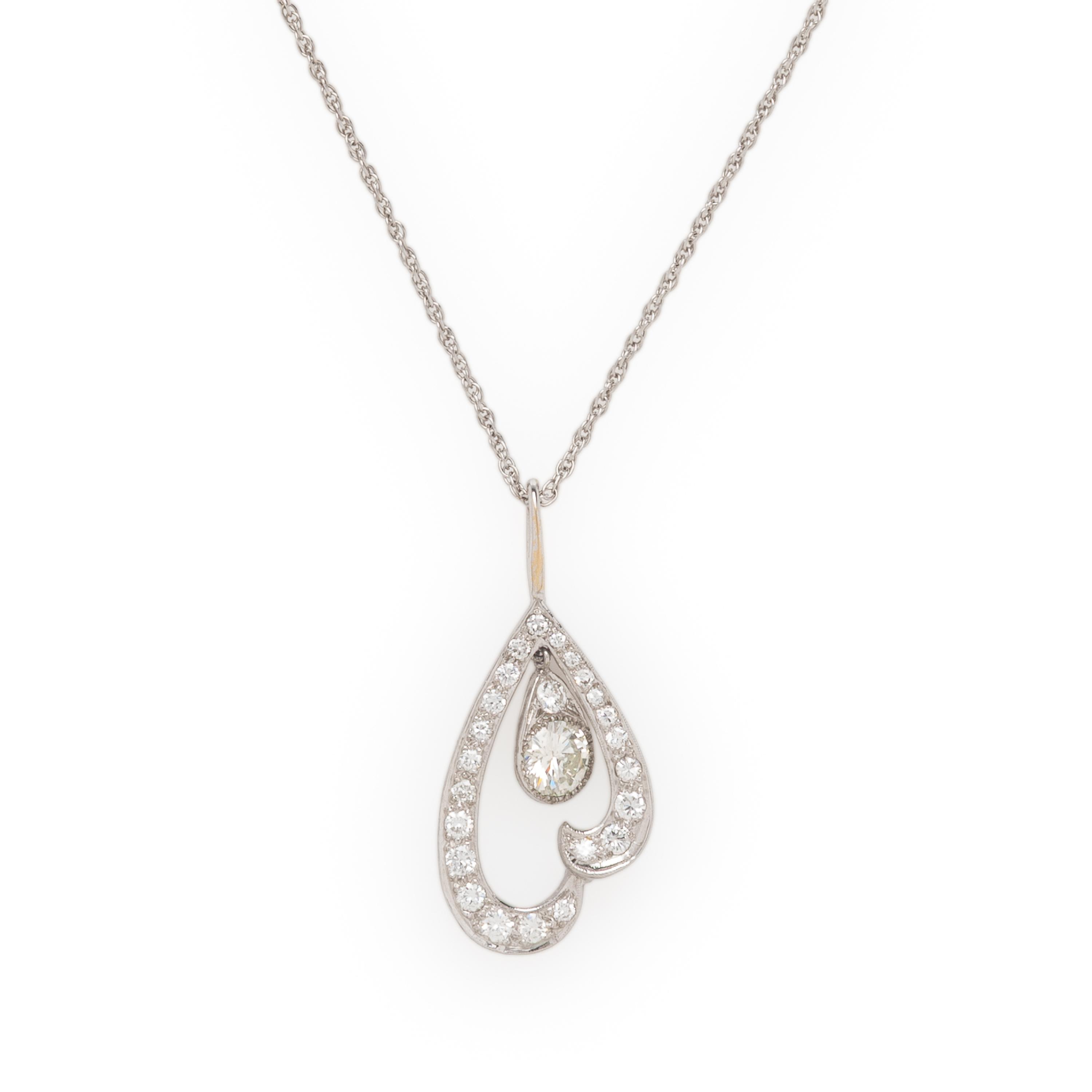 Diamond and White Gold Pendant Necklace