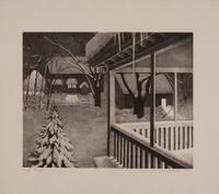 A group of four American prints (Ernest Fiene, New Snow ; Ernest Fiene, Rural Village ; Kyra Markham; Winter Twilight ; Ronau Woiceske, Winter Chores)