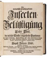 [NATURAL HISTORY.] ROSEL VON ROSENHOF, August Johann (1705-1759). Der Monatlich-Herausgegebenen Insecten Belustigung . Nuremberg: Johann Joseph Flesichmann, 1746-1761.