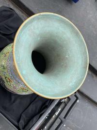 A large Chinese famille rose-decorated "Boys" Vase 粉彩嬰戲圖開光雙耳大瓶 Jiaqing mark ???