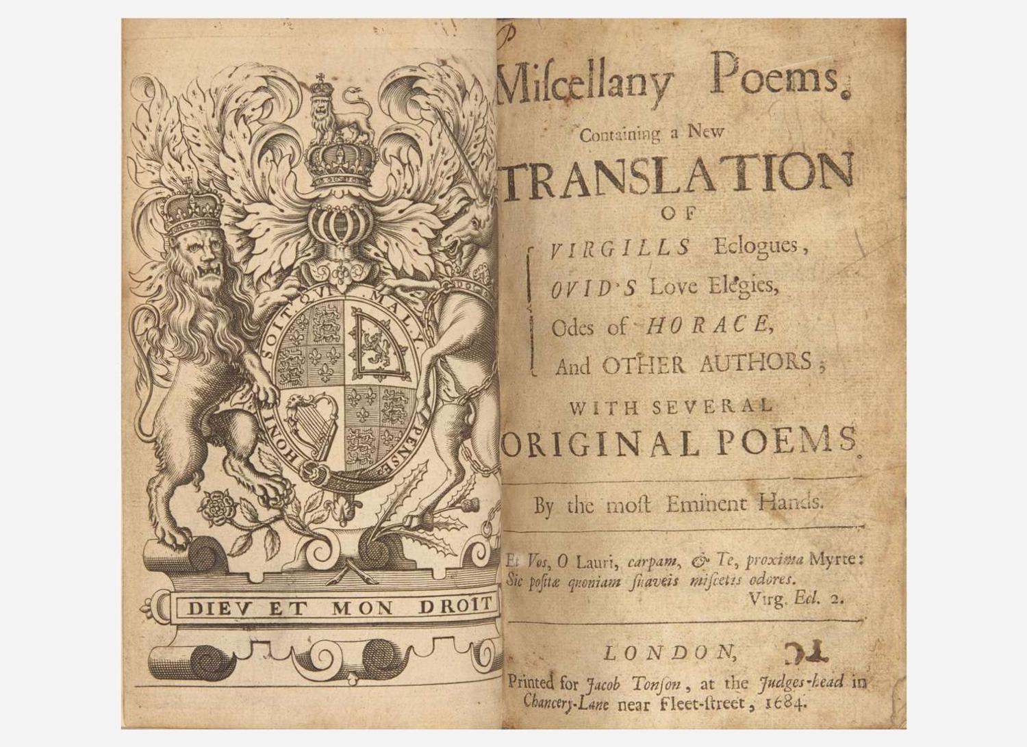 [Literature] (Dryden, John, et al.) Miscellany Poems...