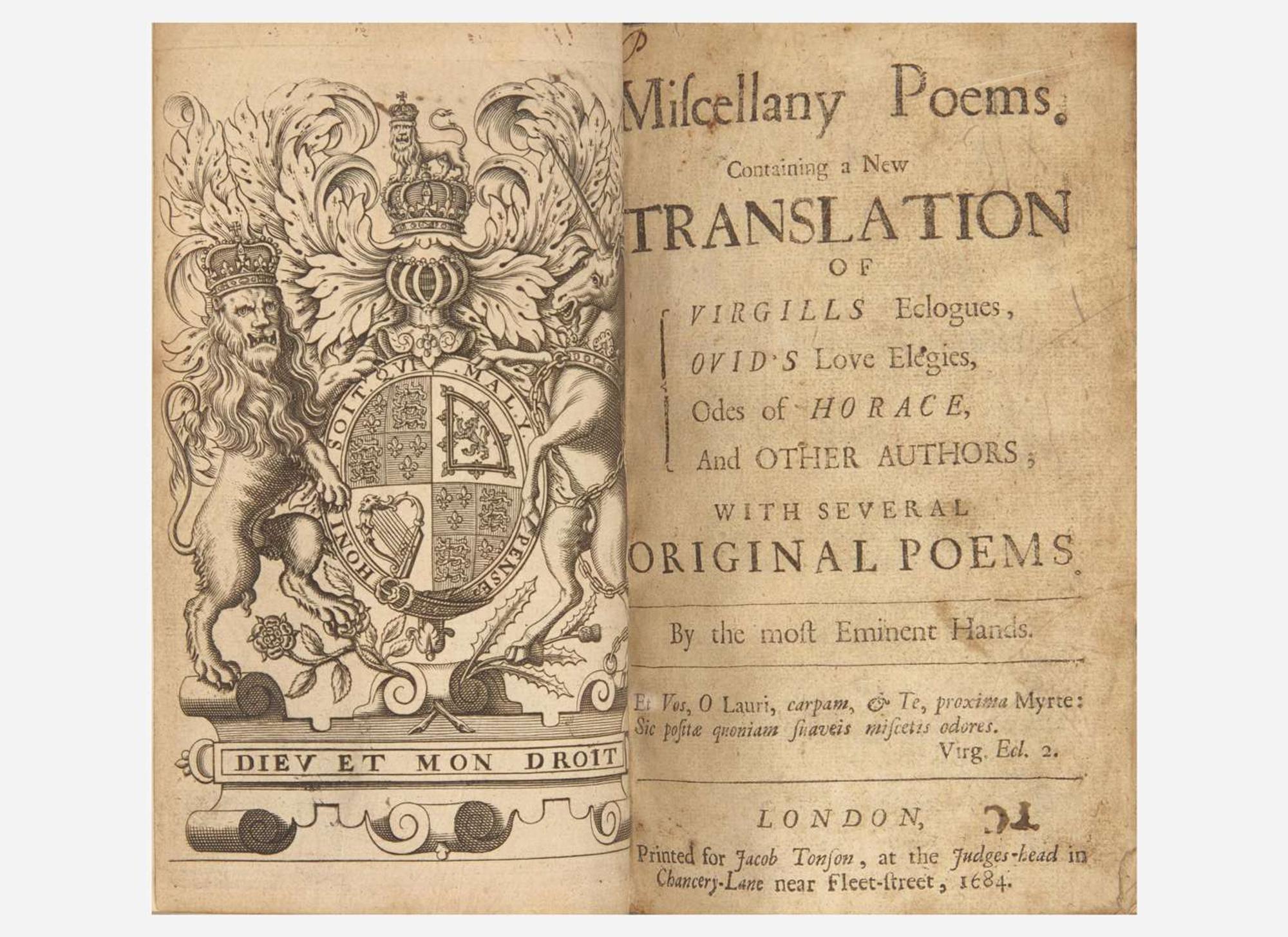 [Literature] (Dryden, John, et al.) Miscellany Poems...