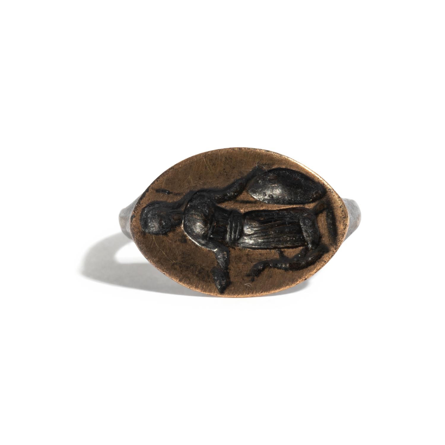 A Greek Bronze Finger Ring with the Goddess Athena