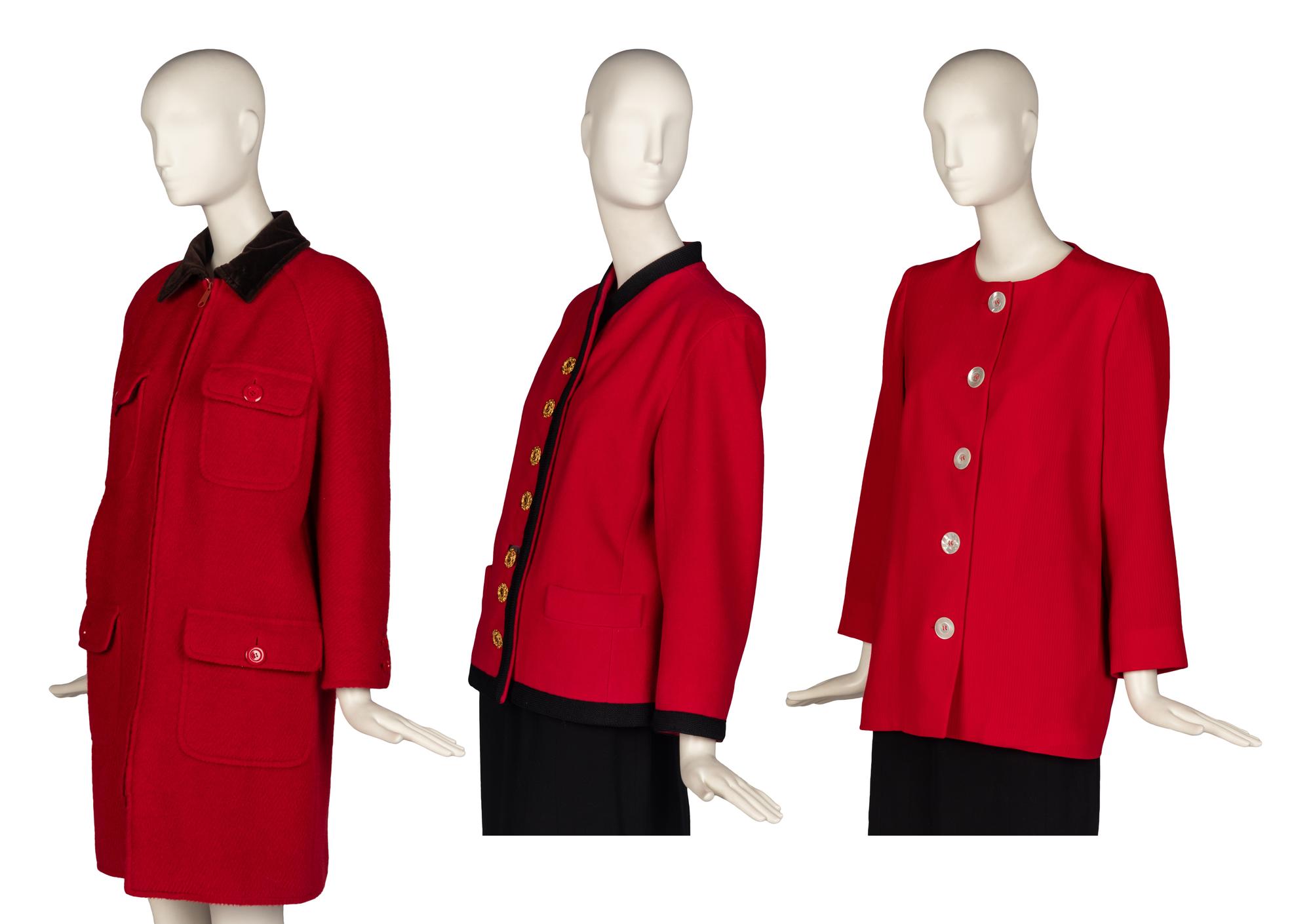 Three Red Designer Jackets, Valentino and YSL