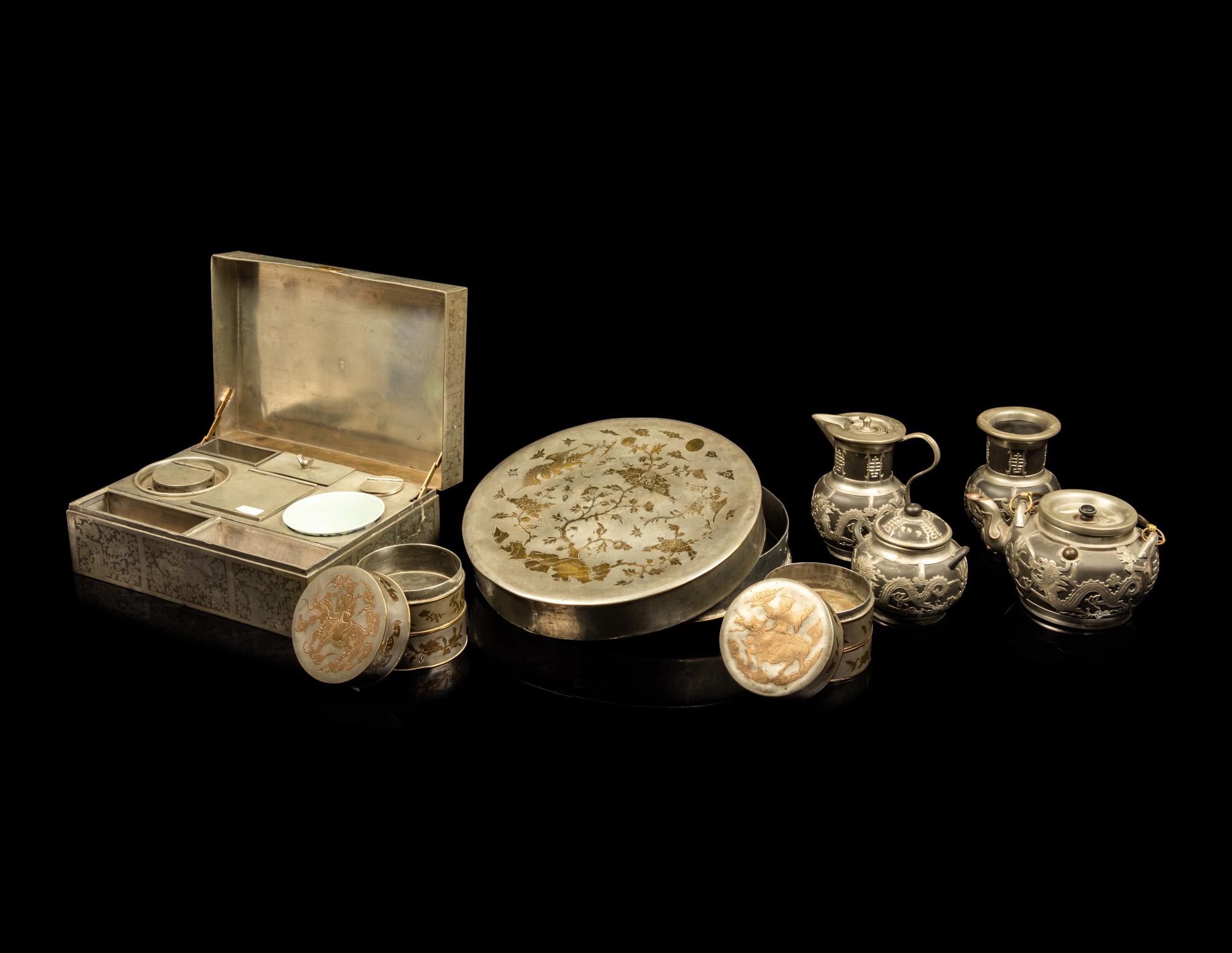 Eight Chinese Pewter Wares