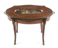 An Italian Parquetry and Painted Low Table Height 21 3/8 x width 31 3/8 x depth 20 5/8 inches. — EARLY 20TH CENTURY