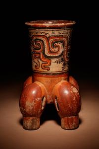 A Maya Polychrome Vessel with Rattle Feet
