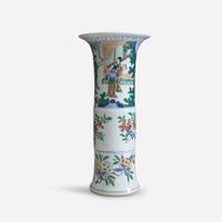 A Chinese wucai-decorated porcelain beaker vase Transitional period, mid 17th Century