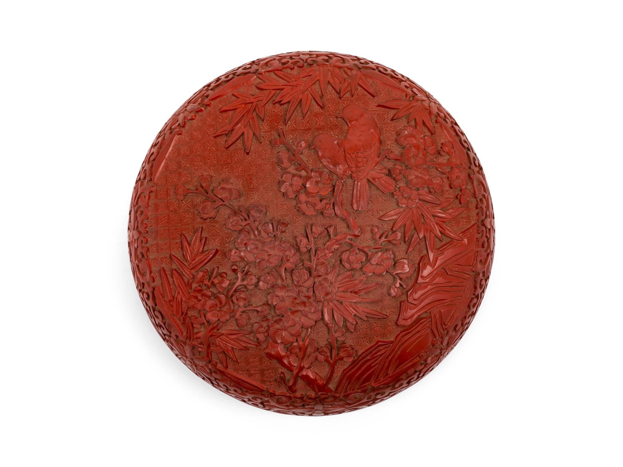 A Chinese Carved Lacquer Box and Cover