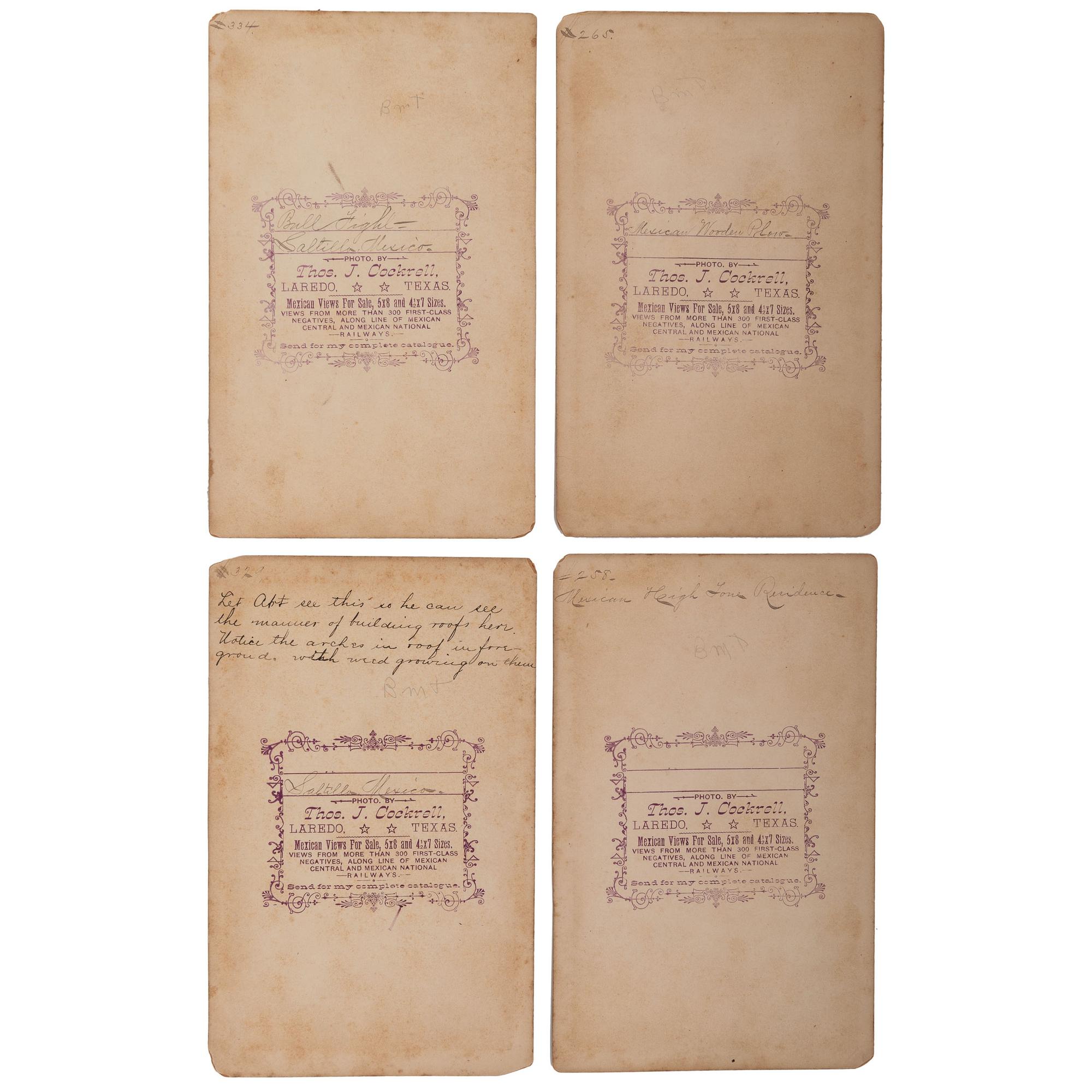 [EARLY PHOTOGRAPHY]. Four boudoir cards of Saltilla, Mexico.