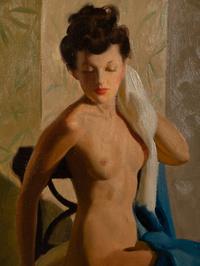 Seated Nude with Blue Drapery