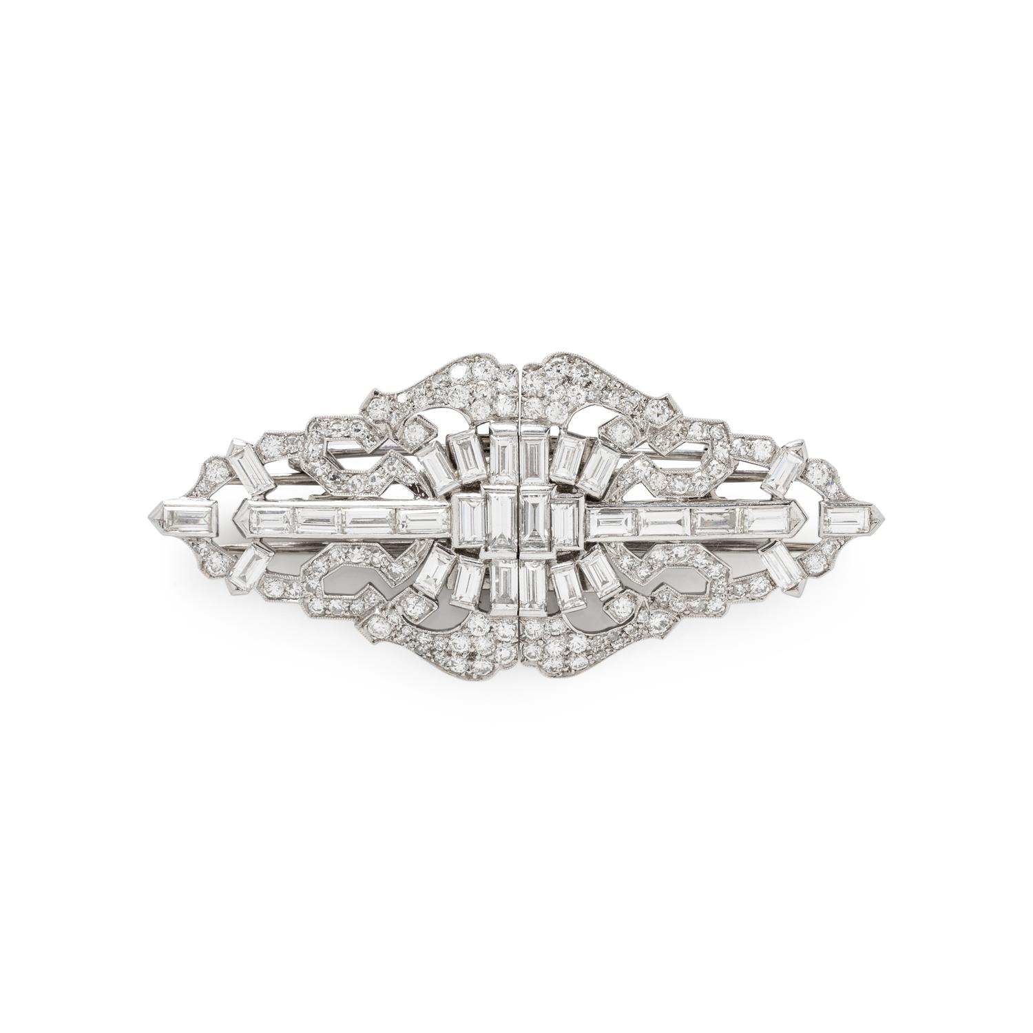 J.E. CALDWELL & CO., PLATINUM AND DIAMOND CONVERTIBLE DRESS CLIPS