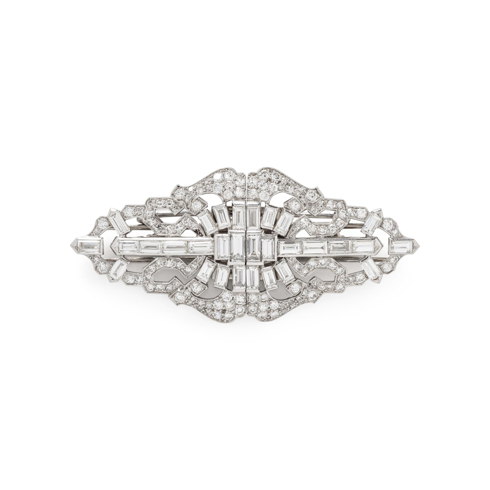 J.E. CALDWELL & CO., PLATINUM AND DIAMOND CONVERTIBLE DRESS CLIPS