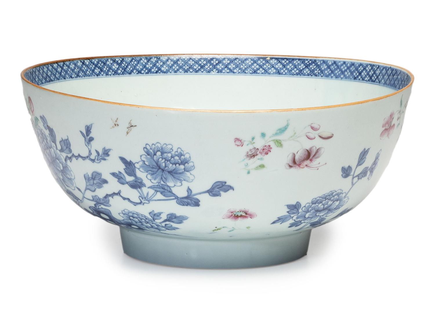 A Chinese Porcelain 'Flower and Butterfly' Punch Bowl