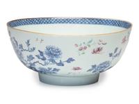 A Chinese Porcelain 'Flower and Butterfly' Punch Bowl