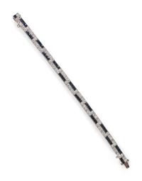 ART DECO, PLATINUM, DIAMOND AND SAPPHIRE BRACELET